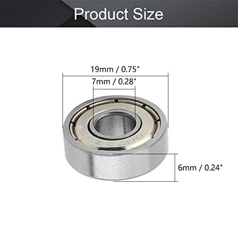 ZUBSHA 607ZZ Ball Bearing 7x19x6mm Pre-Lubricated and Stable